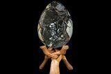 Septarian Dragon Egg Geode - Black Crystals #78548-1